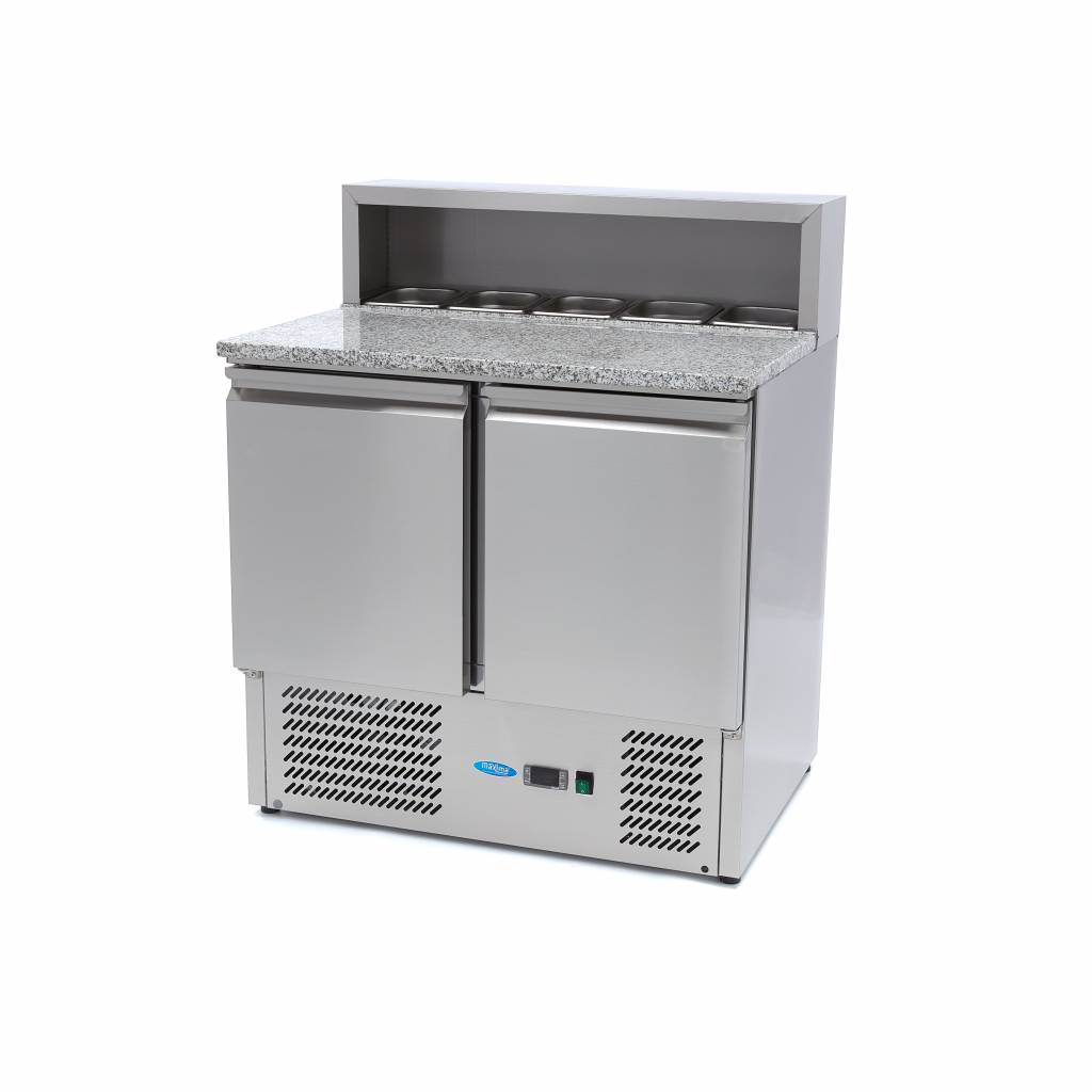 Chladnička na pizzu s 2 dveřmi - 90 cm - 285 l - včetně krytu z nerezové oceli