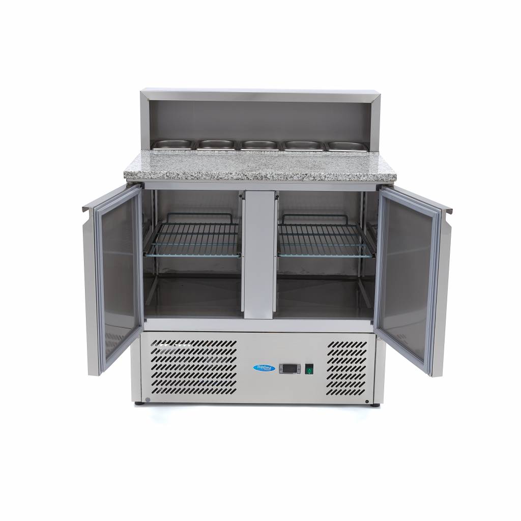 Chladnička na pizzu s 2 dveřmi - 90 cm - 285 l - včetně krytu z nerezové oceli