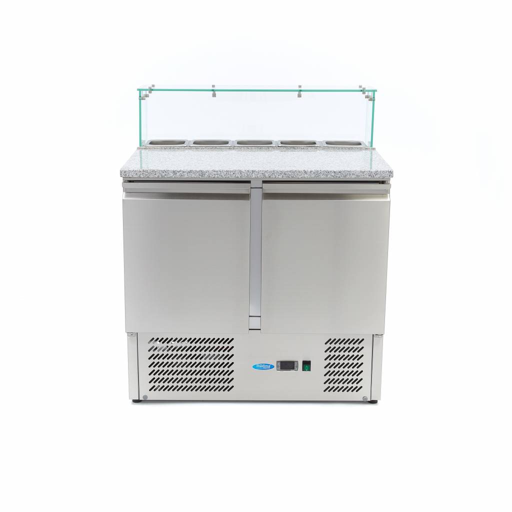 Chladnička na pizzu s 2 dveřmi - 90 cm - 285 l - včetně skleněného krytu