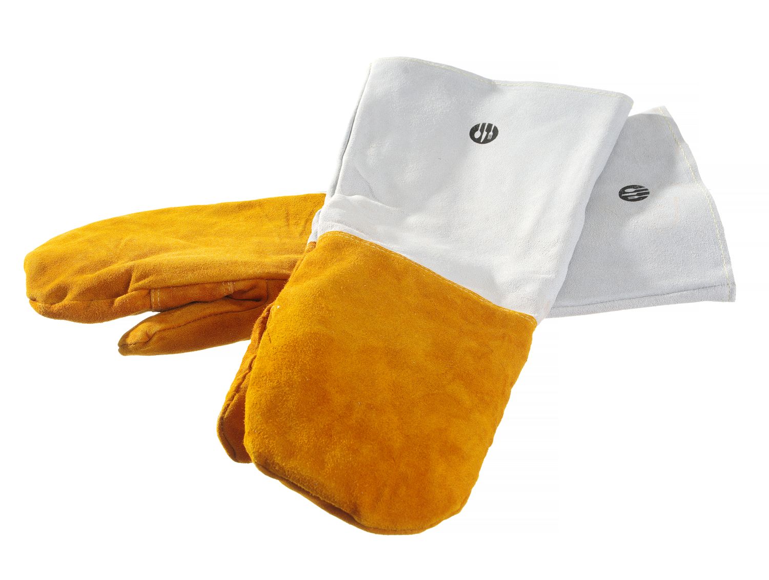 Tepelně odolné kožené grilovací rukavice, 2 ks, HENDI, 2 ks, (L)460mm