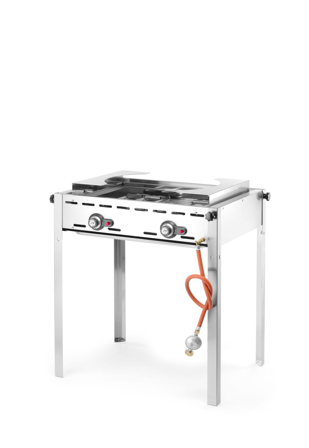 2-hořákový plynový gril Green Fire Profi Line, HENDI, Profi Line, Smaltovaná litinová pánev a mřížka GN 1/1, 11,6kW, 740x615x(H)825mm