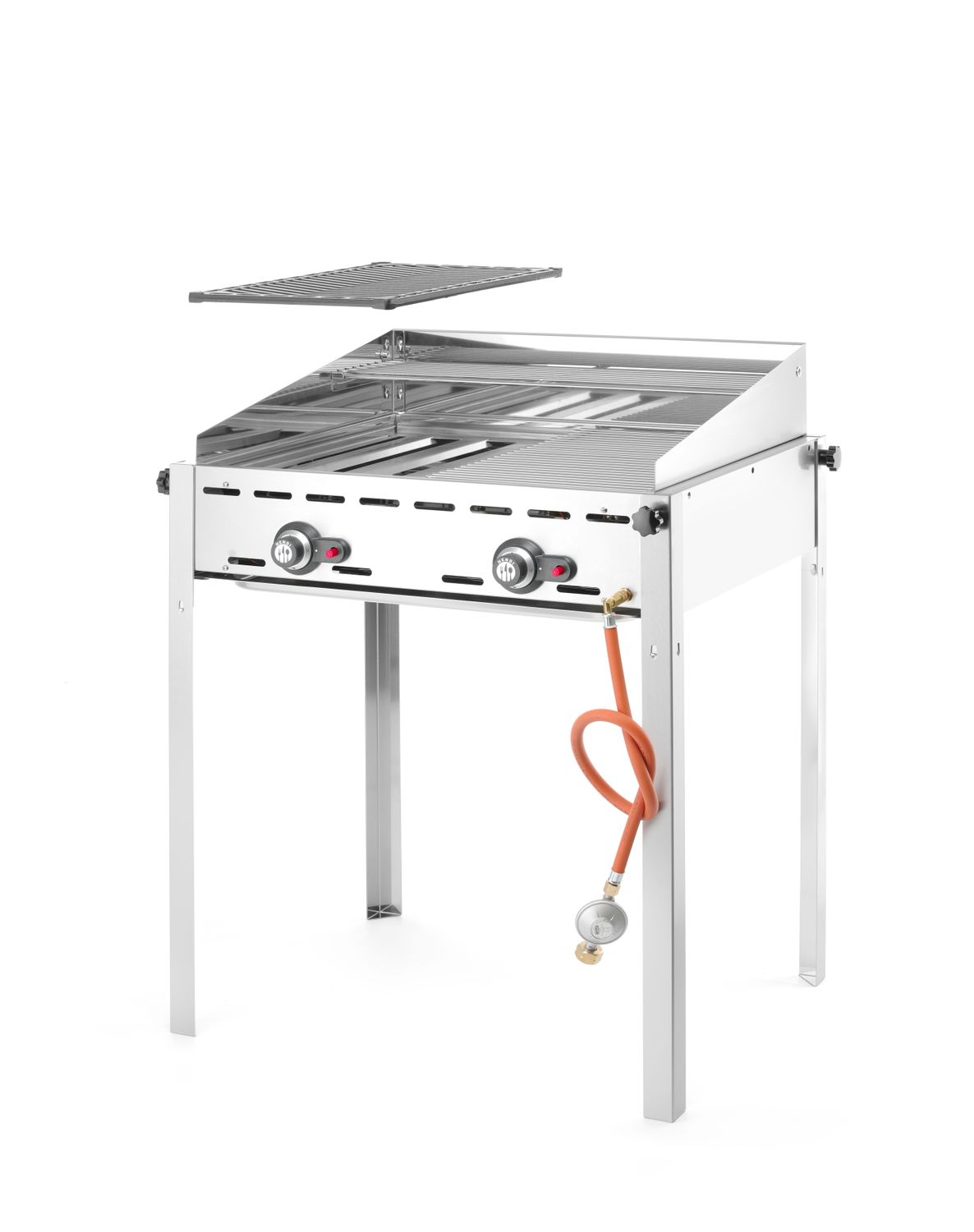 2-hořákový plynový gril Green Fire Profi Line, HENDI, Profi Line, 2 mřížky z nerezové oceli GN 1/1, 11,6kW, 740x612x(H)825mm