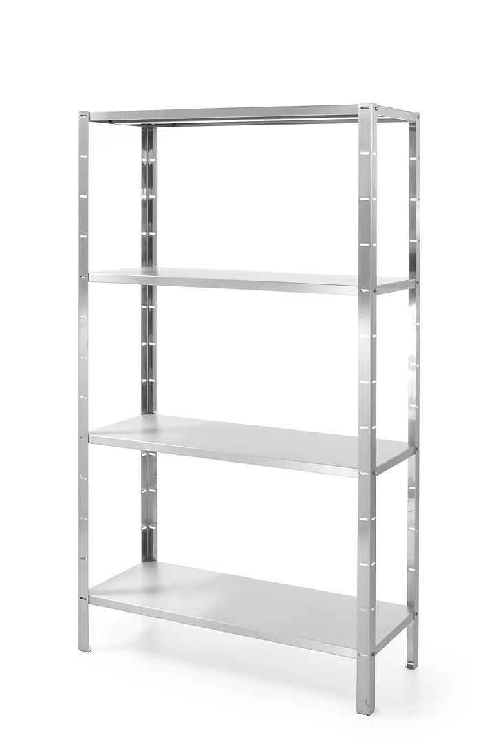 Skladovací regál se 4 plnými policemi – šroubový, HENDI, Kitchen Line, 1000x400x(H)1800mm