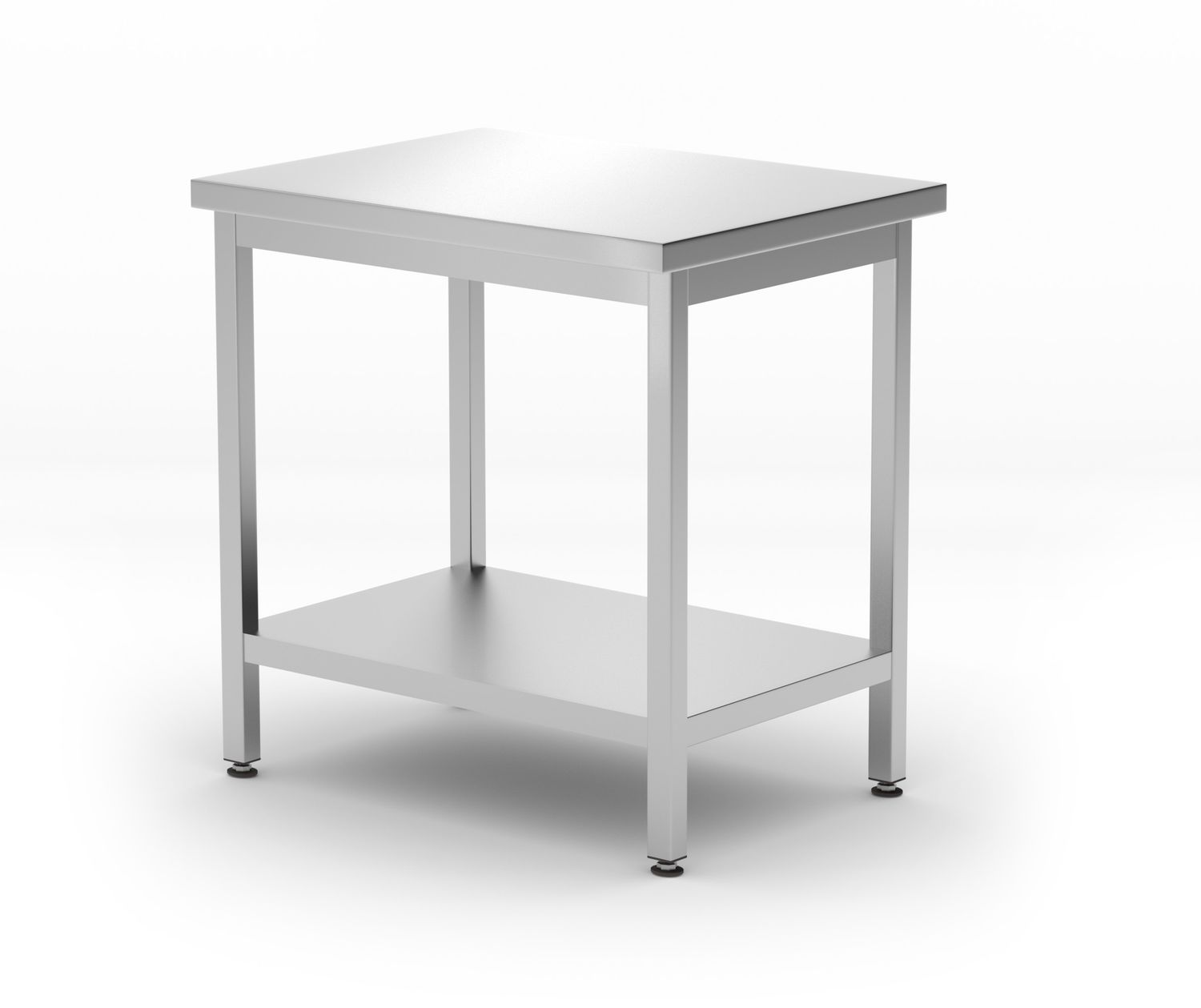 Centrální stůl s policí – šroubové, hloubka 600 mm, HENDI, Kitchen Line, 800x600x(H)850mm