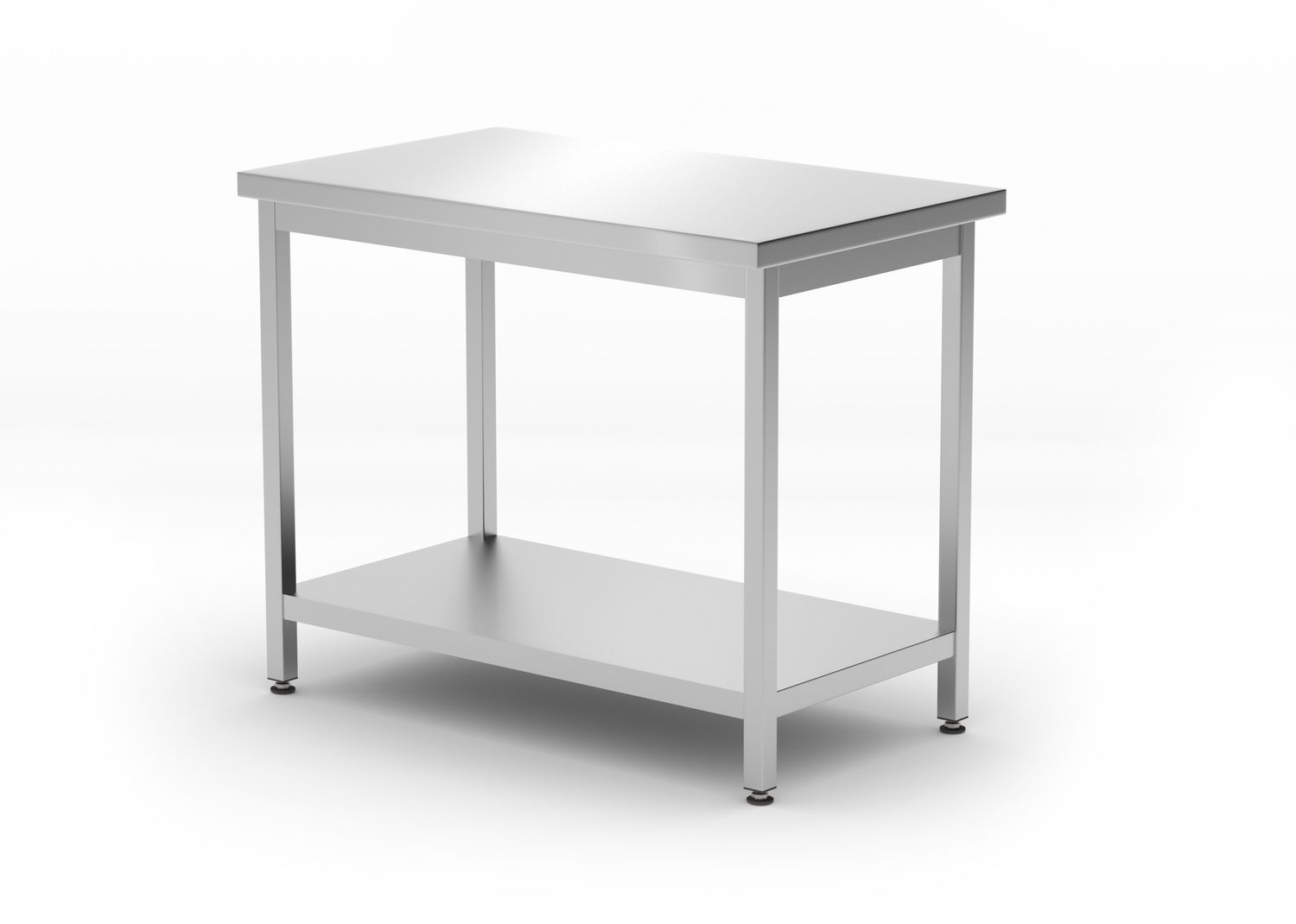 Centrální stůl s policí – se šroubovými nohami, hloubka 600 mm, HENDI, Kitchen Line, 1000x600x(H)850mm