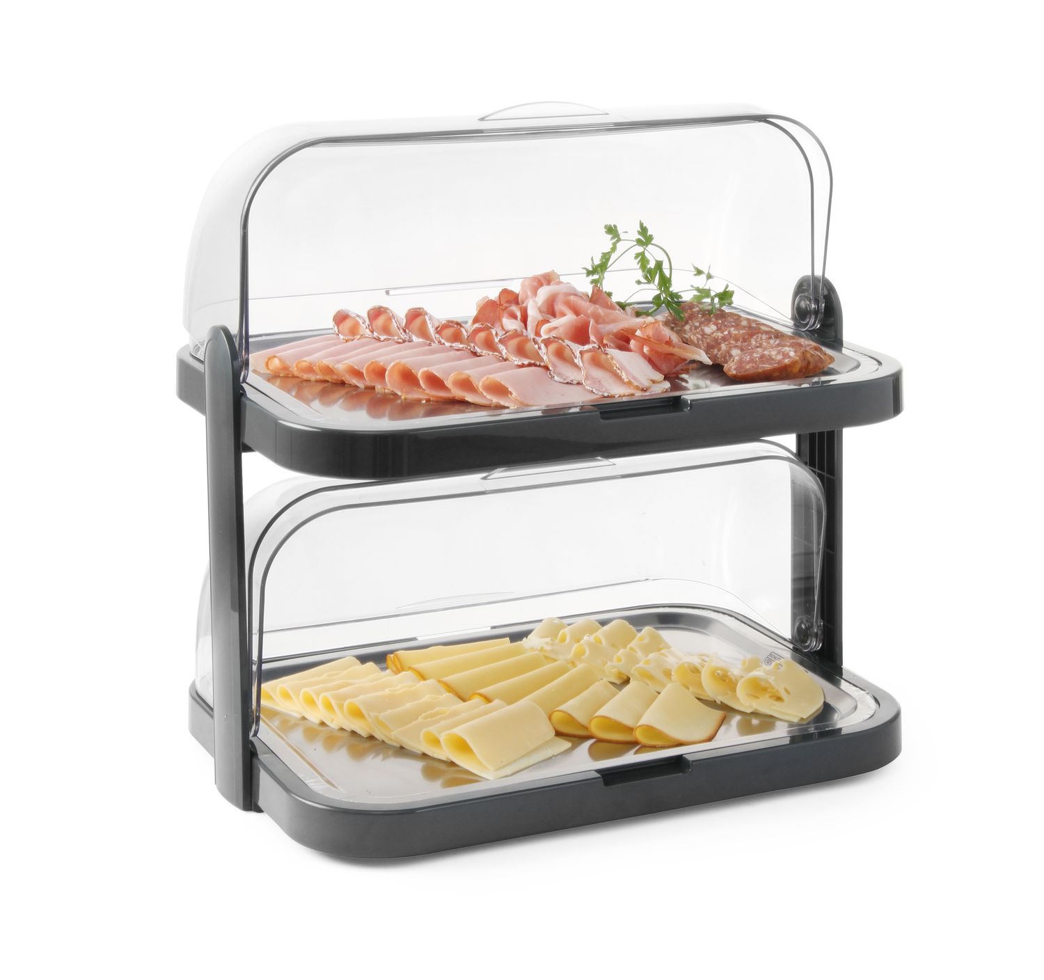 Otočný displej s chlazením Duo UNIQ, HENDI, navržený Robertem Bronwasserem, Černá, 480x355x(H)480mm, Obdélníkový Rolltop 871812