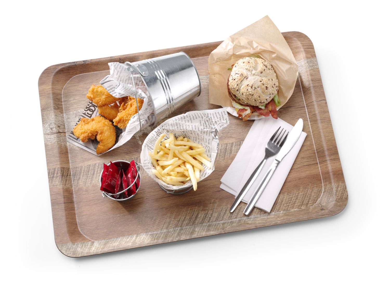 Servírovací podnos s laminátem z melaminu, se vzorem dřeva, AmerBox, Dubová, 370x530mm 370x530mm, Kód: 508947