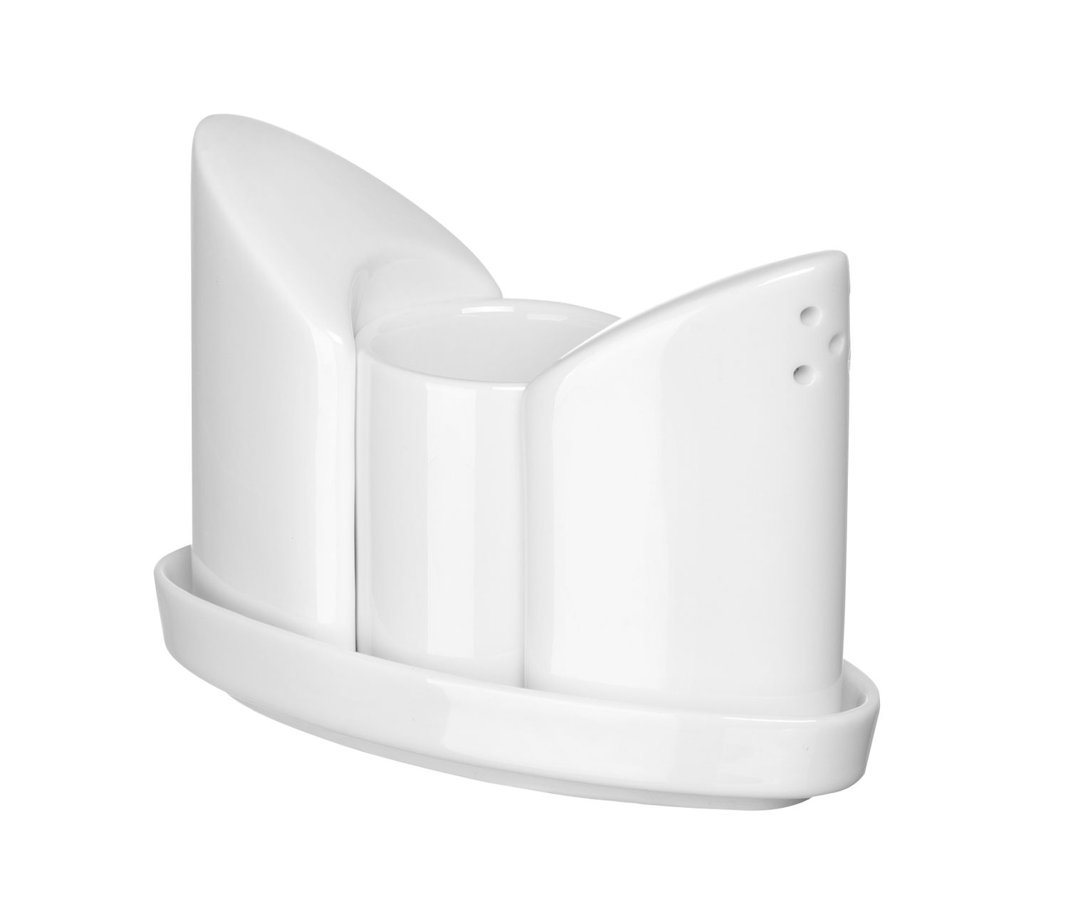 Sada solničky a pepřenky se zásobníkem na párátka, HENDI, 125x54x(H)90mm porcelánové 786420