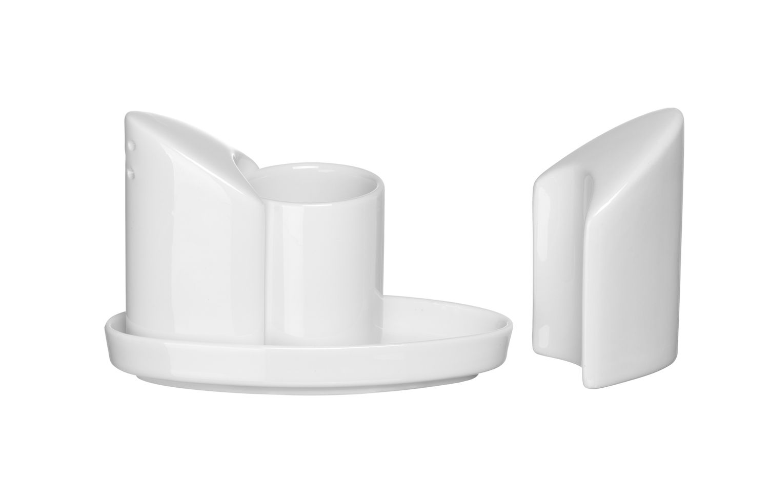 Sada solničky a pepřenky se zásobníkem na párátka, HENDI, 125x54x(H)90mm porcelánové 786420