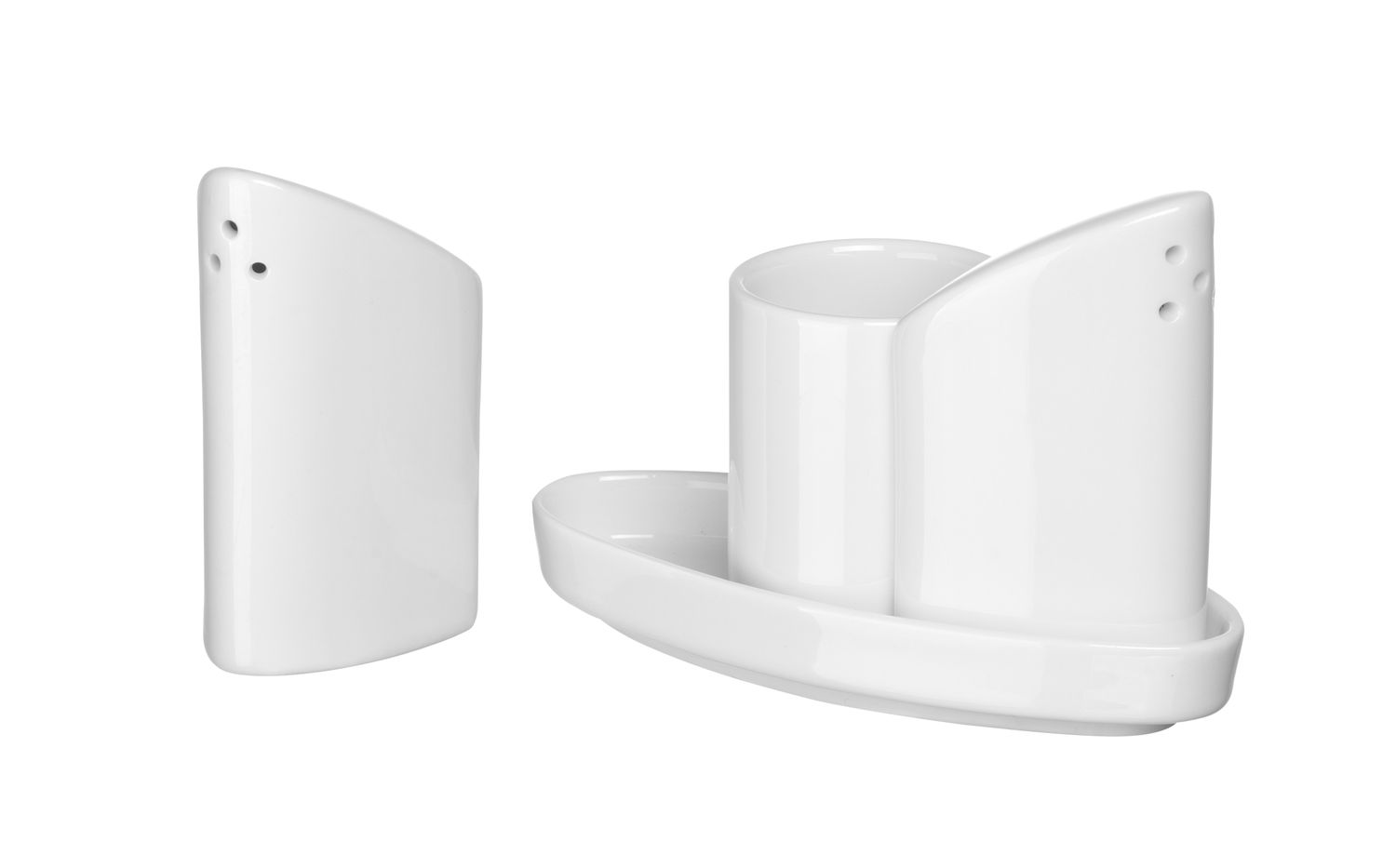 Sada solničky a pepřenky se zásobníkem na párátka, HENDI, 125x54x(H)90mm porcelánové 786420
