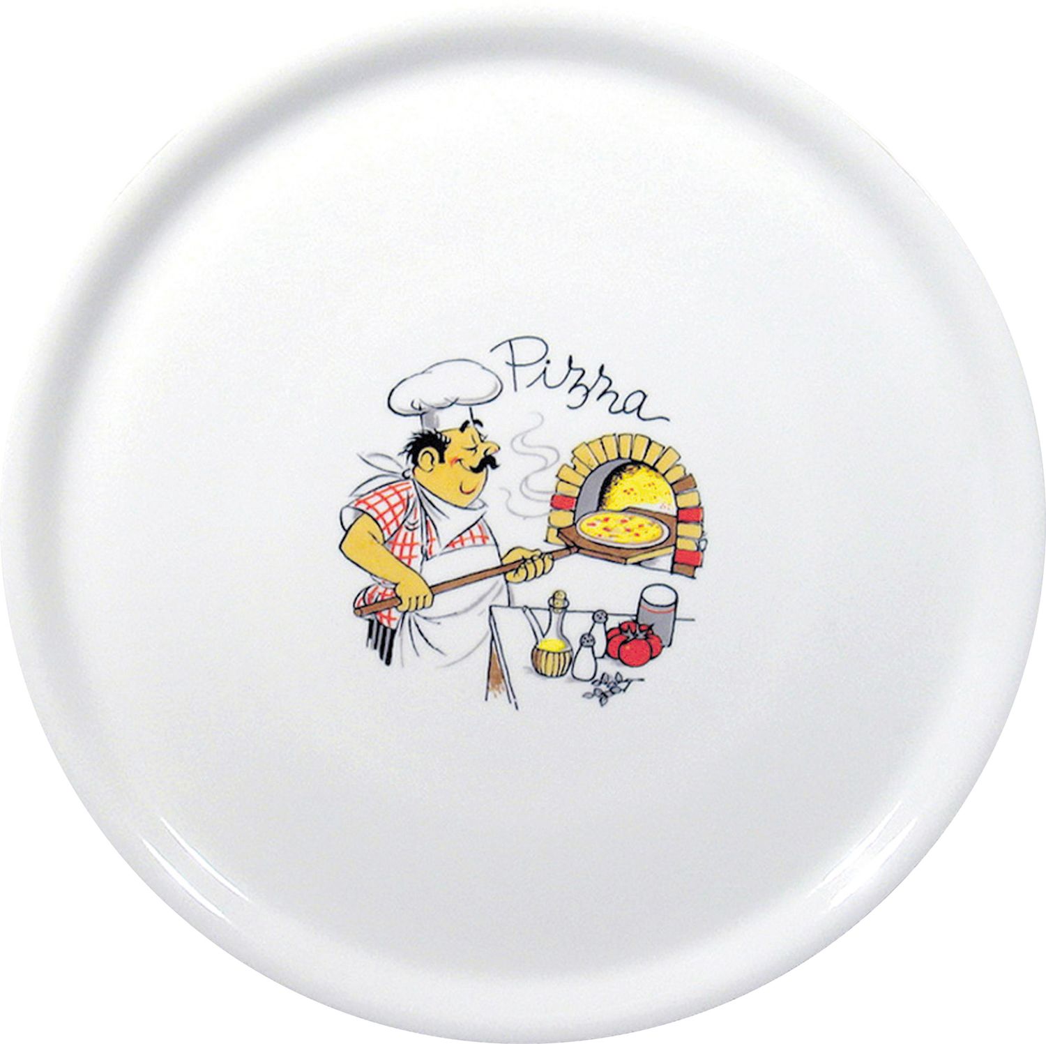 Tradiční talíř na pizzu, HENDI, Bílá, ⌀330mm s potiskem 774892