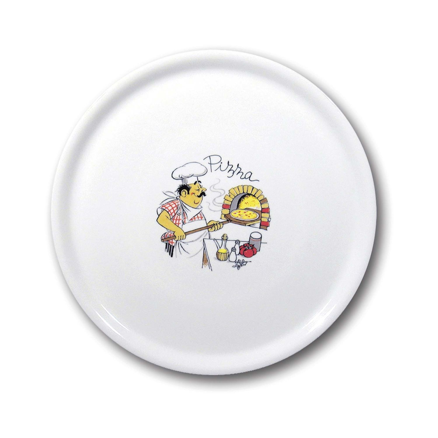 Tradiční talíř na pizzu, HENDI, Bílá, ⌀330mm s potiskem 774892