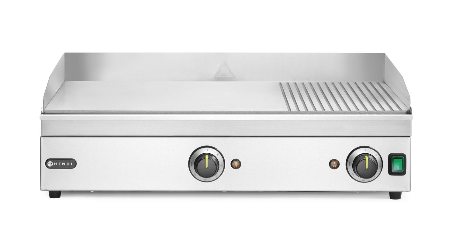Elektrická grilovací plotna 1/3 vroubkovaná, HENDI, Kitchen Line, 220-240V/3500W, 697x474x(H)241mm Kód 154960