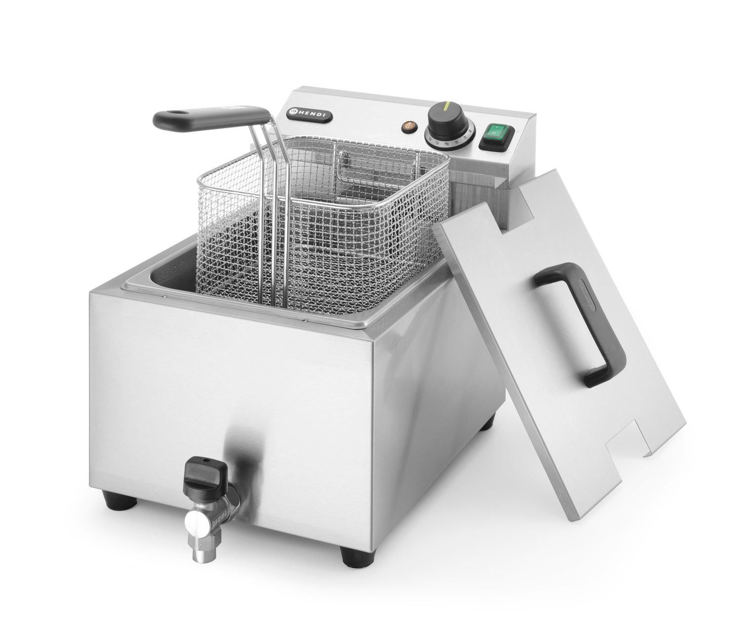 Manuální fritéza Profi Line s vypouštěcím kohoutkem, 8 l, HENDI, Profi Line, 8L, Světle šedá, 230V/3500W, 305x515x(H)354mm Hendi 209202