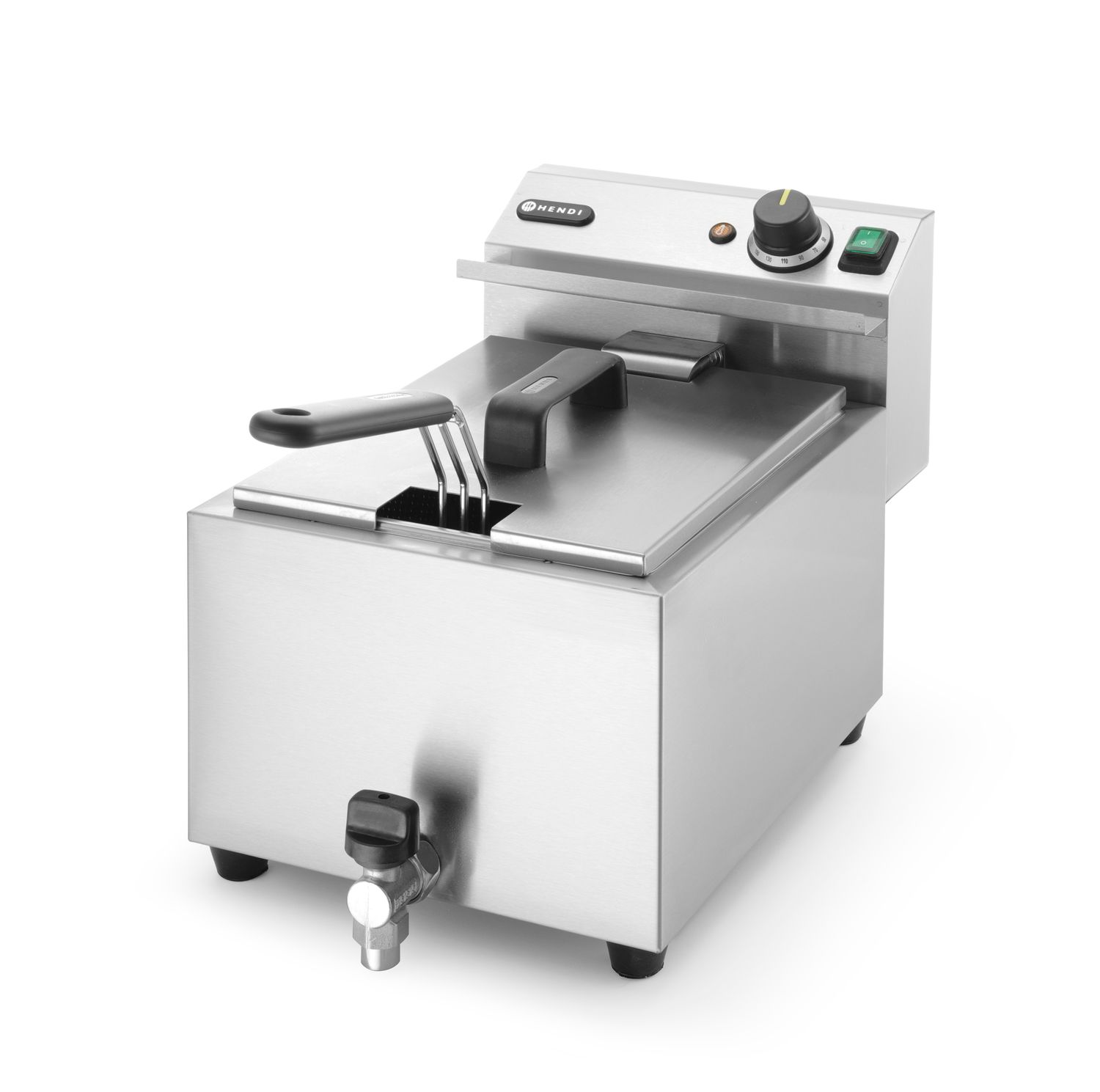 Manuální fritéza Profi Line s vypouštěcím kohoutkem, 8 l, HENDI, Profi Line, 8L, Světle šedá, 230V/3500W, 305x515x(H)354mm Hendi 209202