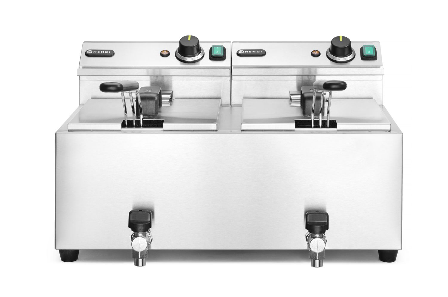 Manuální fritéza Profi Line s vypouštěcím kohoutkem, 2× 8 l, HENDI, Profi Line, 16L, 230V/7000W, 610x515x(H)369mm Hendi 209301