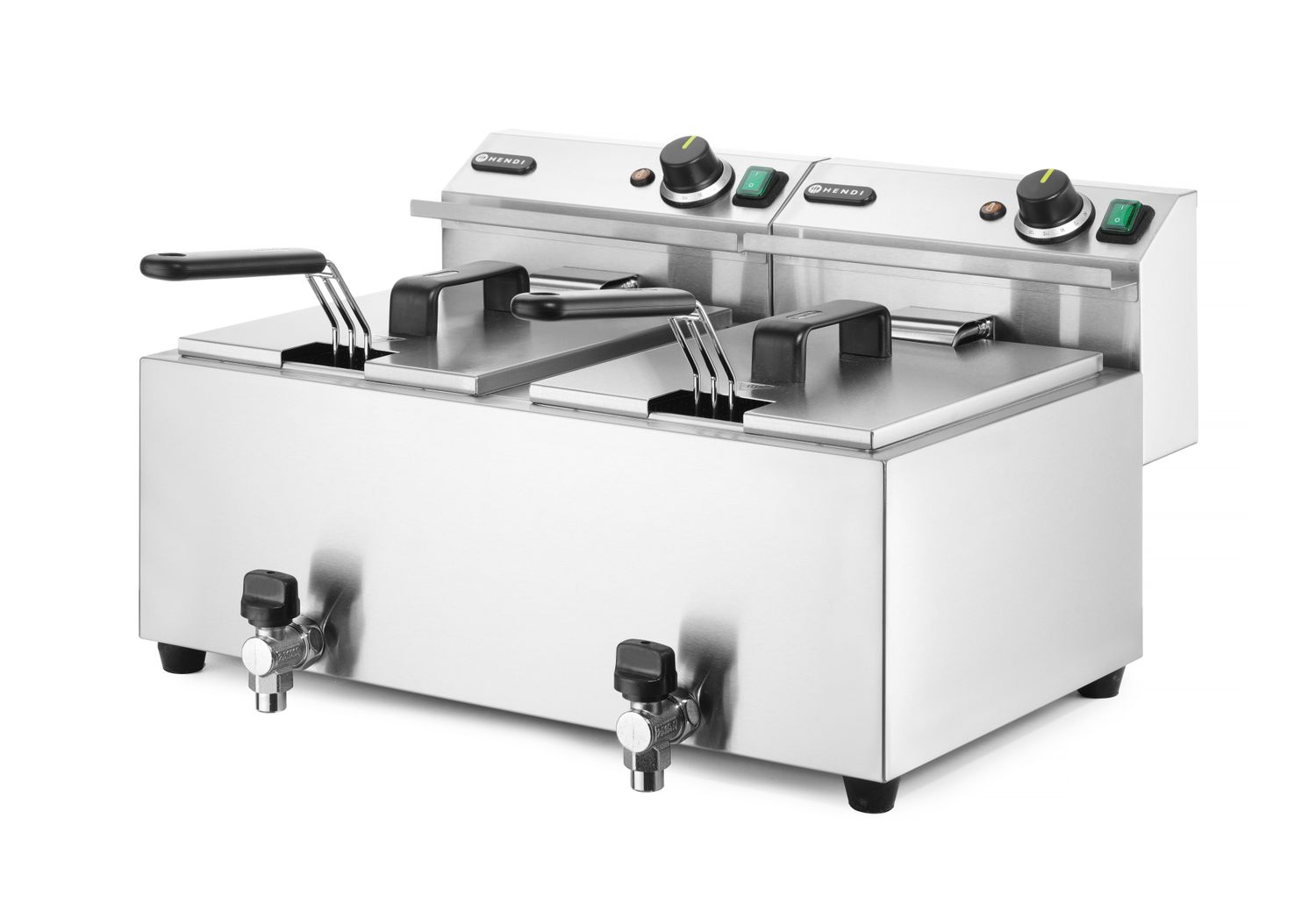 Manuální fritéza Profi Line s vypouštěcím kohoutkem, 2× 8 l, HENDI, Profi Line, 16L, 230V/7000W, 610x515x(H)369mm Hendi 209301