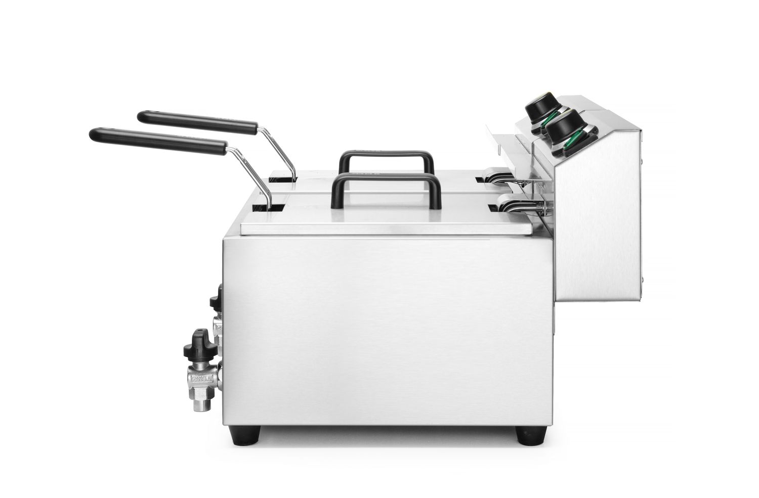 Manuální fritéza Profi Line s vypouštěcím kohoutkem, 2× 8 l, HENDI, Profi Line, 16L, 230V/7000W, 610x515x(H)369mm Hendi 209301