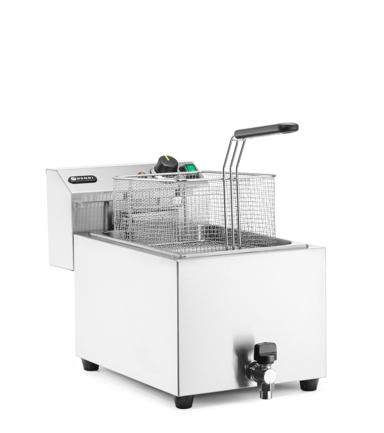 Fritéza XL s vypouštěcím kohoutkem, HENDI, Profi Line, 10L, 400V/6600W, 300x585x(H)377mm Profi Line, Kód 209424