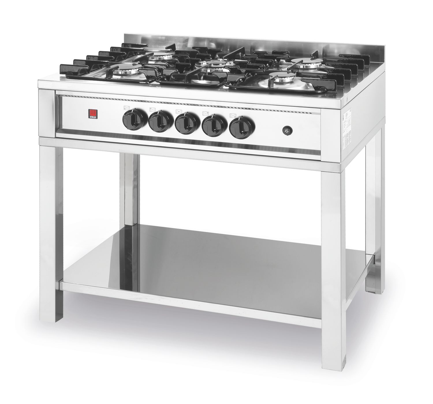 Plynový sporák – 5 hořáků, otevřený rám, HENDI, Kitchen Line, 14,3kW, 900x640x(H)910mm 225806