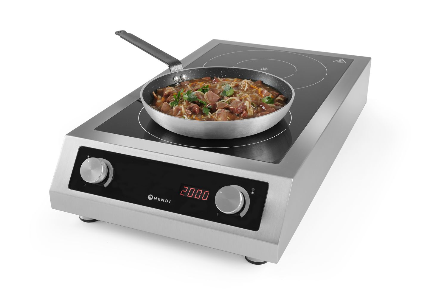 Dvojitý indukční vařič model 7000, HENDI, Profi Line, 400V/7000W, 405x700x(H)145mm 239346