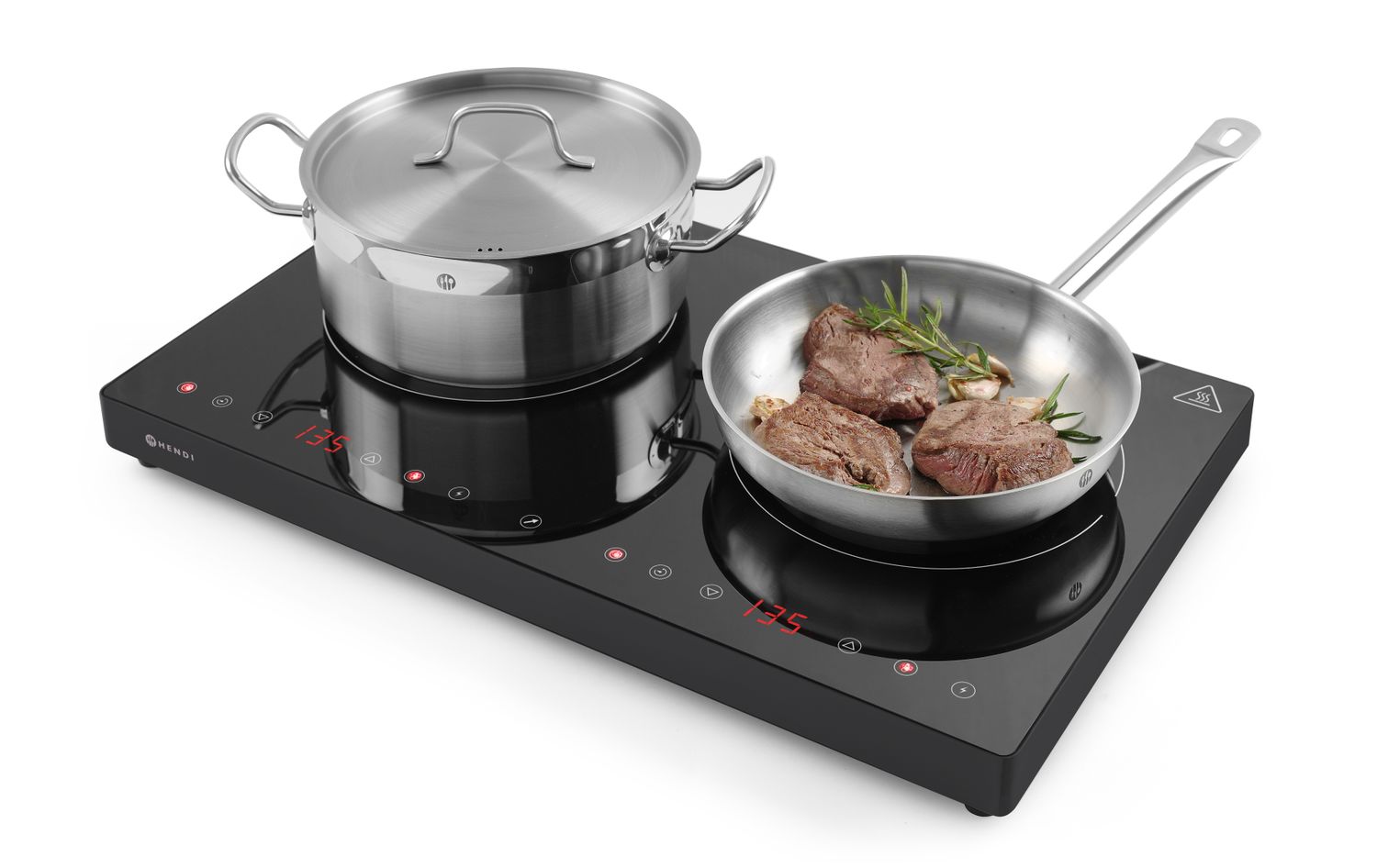 Indukční vařič dvojitý, HENDI, Kitchen Line, 230V/3500W, 608x405x(H)54mm 239414