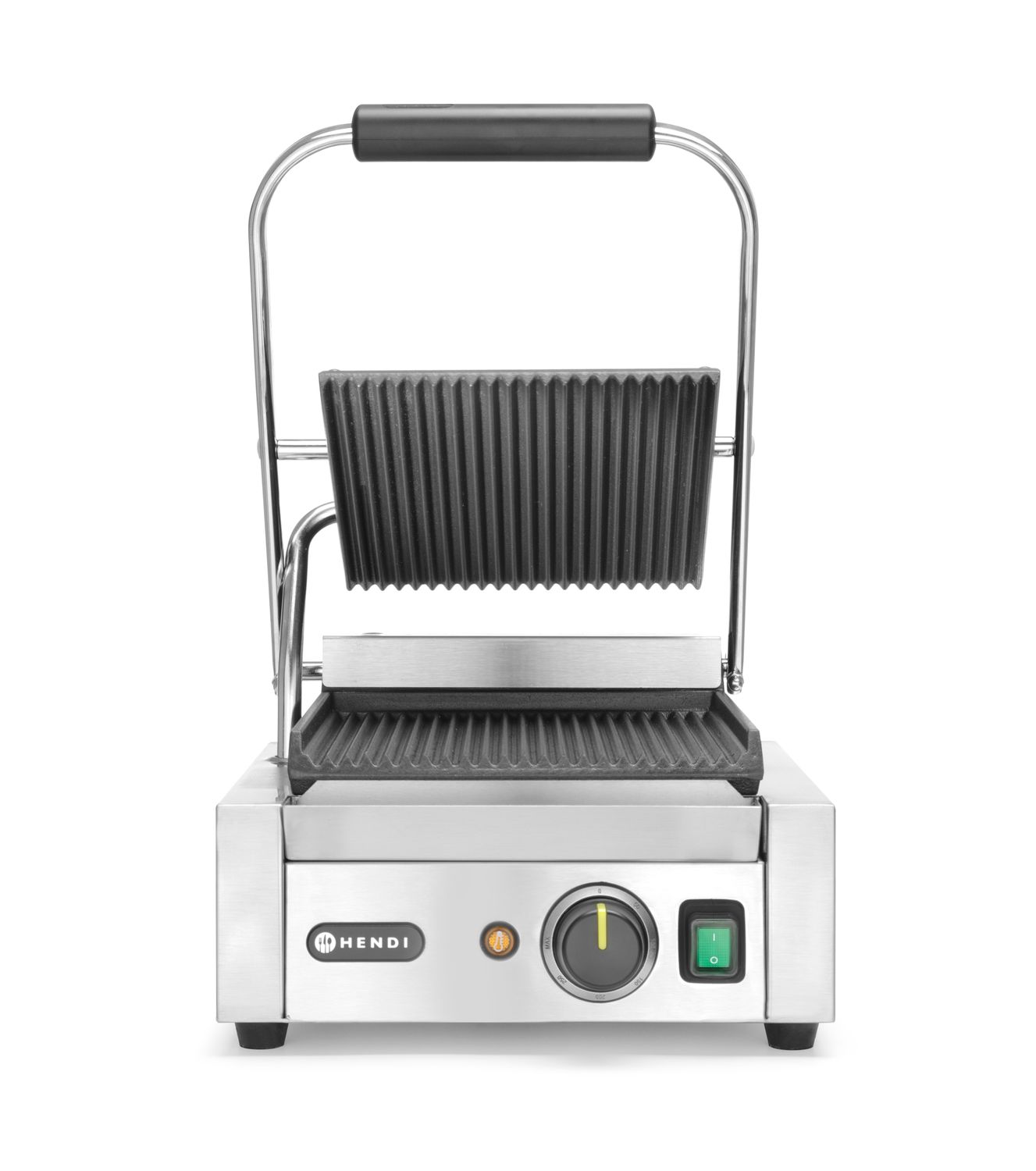 Jednoduchý kontaktní gril, HENDI, drážkovaný vrch a spodek, 230V/1800W, 310x375x(H)216mm H 263501