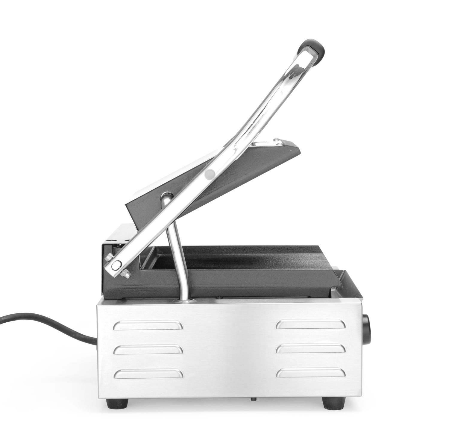 Jednoduchý kontaktní gril, HENDI, drážkovaný vrch a spodek, 230V/1800W, 310x375x(H)216mm H 263501