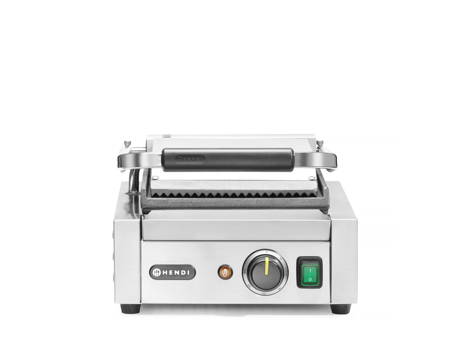 Jednoduchý kontaktní gril, HENDI, drážkovaný vrch a hladké dno, 230V/1800W, 310x375x(H)216mm H 263600