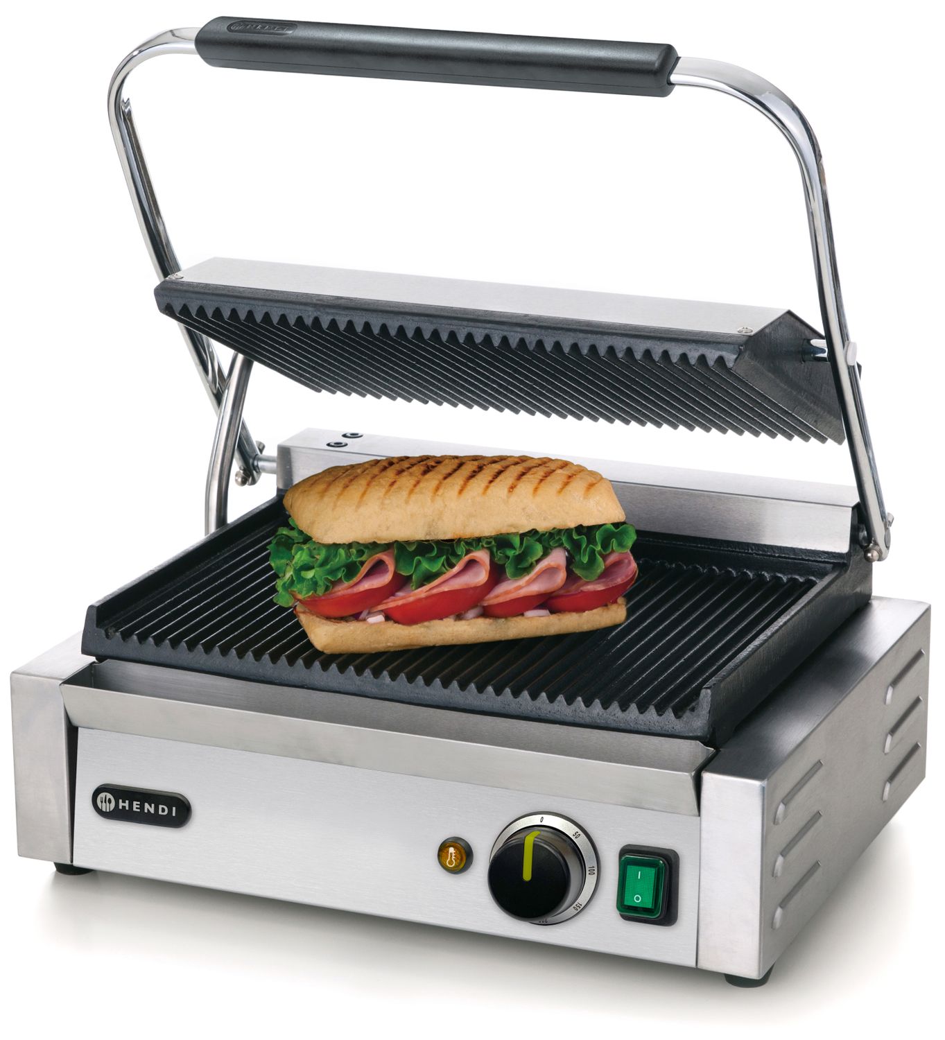 Kontaktní gril Panini, HENDI, rýhovaný vrch a spodek, 230V/2200W, 430x375x(H)216mm PANINI 263655