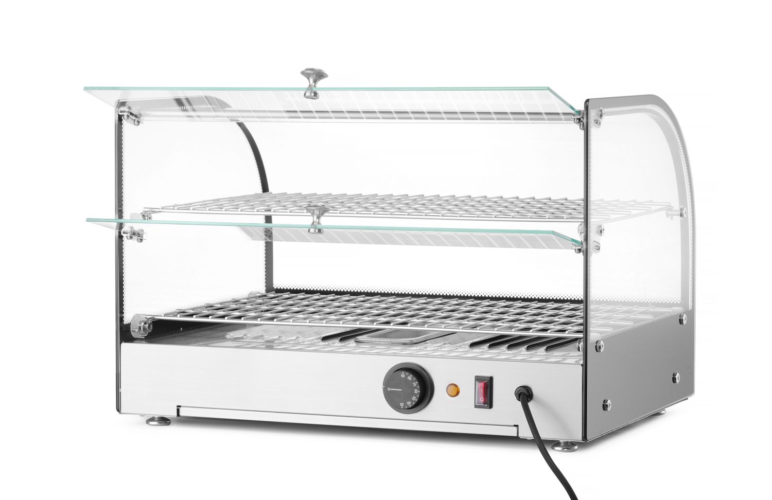 Nastavitelná ohřívací vitrína, HENDI, dvouúrovňová, Černá, 220-240V/800W, 554x376x(H)376mm 273999