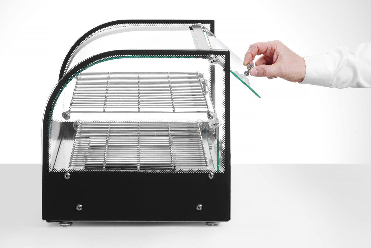 Nastavitelná ohřívací vitrína, HENDI, dvouúrovňová, Černá, 220-240V/800W, 554x376x(H)376mm 273999