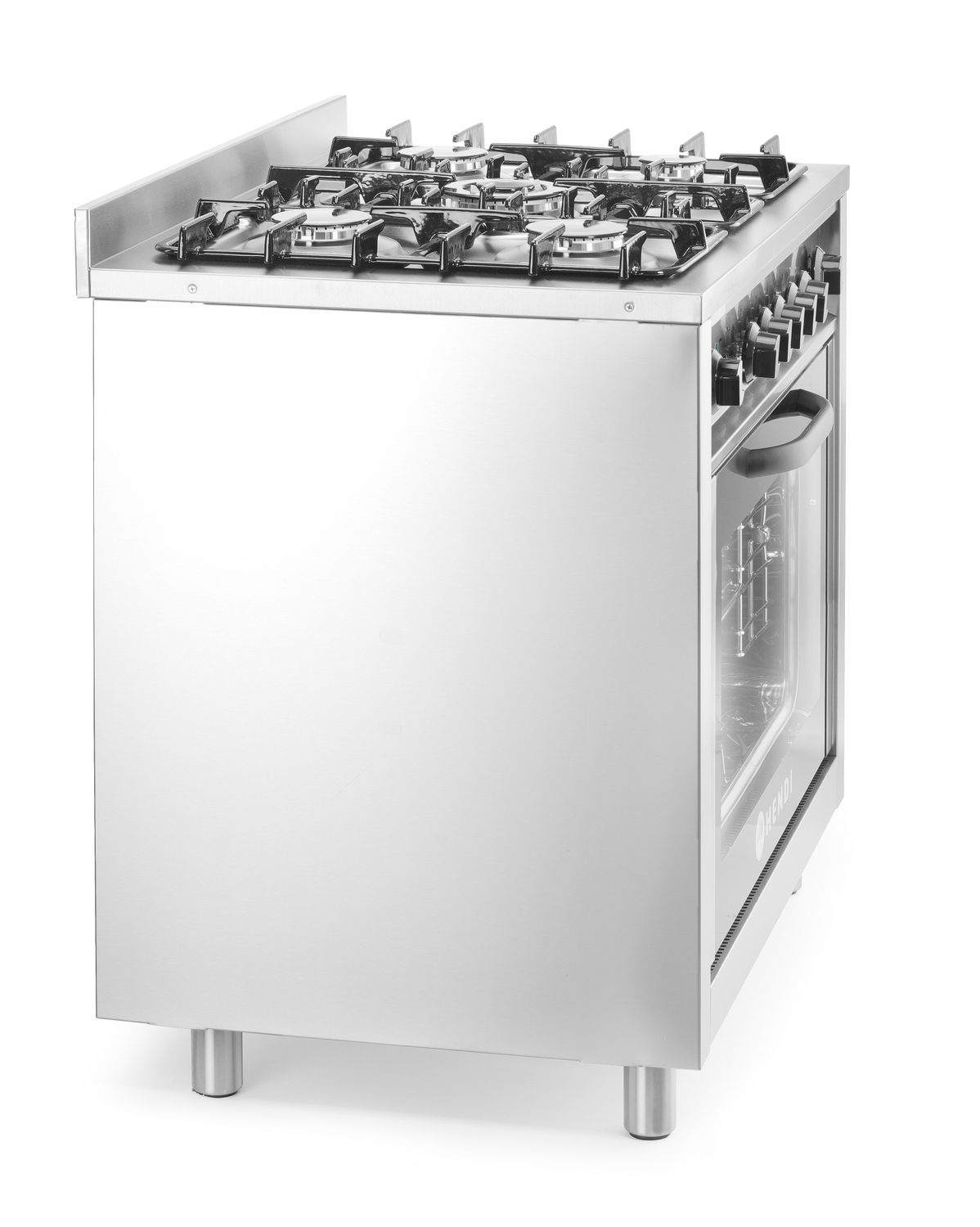Plynový sporák – 5 hořáků s elektrickou troubou, HENDI, Kitchen Line, Stříbrná, 230V/2900W, 14,3kW, 900x653x(H)900mm 225707