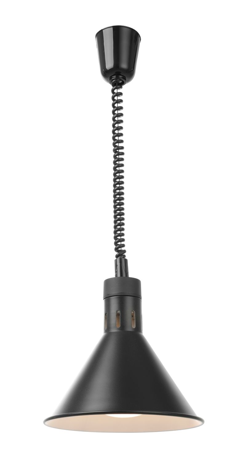 Teplovzdušná lampa s nastavitelnou výškou, kuželová, HENDI, Černá, 230V/250W, ⌀275x(H)250mm