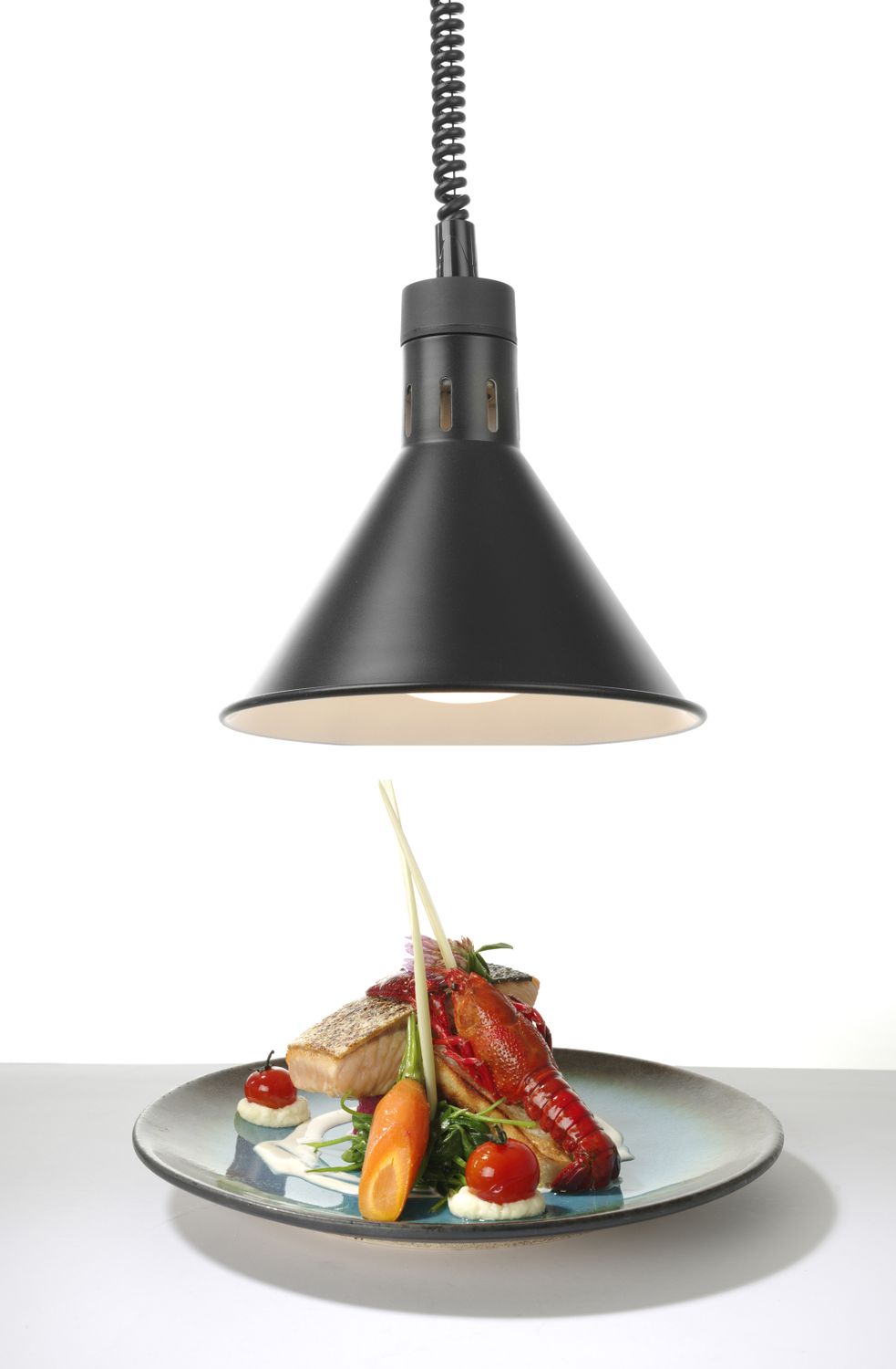 Teplovzdušná lampa s nastavitelnou výškou, kuželová, HENDI, Černá, 230V/250W, ⌀275x(H)250mm