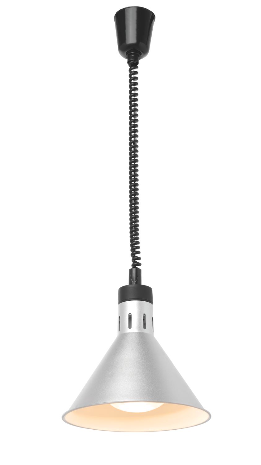 Teplovzdušná lampa s nastavitelnou výškou, kuželová, HENDI, Stříbrná, 230V/250W, ⌀275x(H)250mm 273869