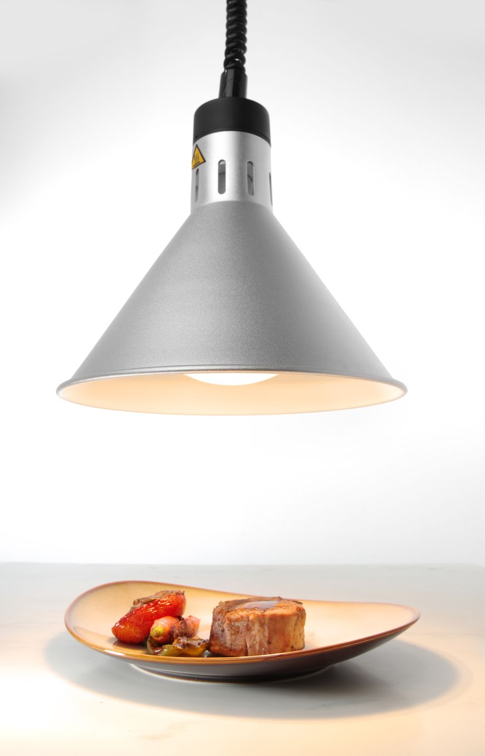 Teplovzdušná lampa s nastavitelnou výškou, kuželová, HENDI, Stříbrná, 230V/250W, ⌀275x(H)250mm 273869