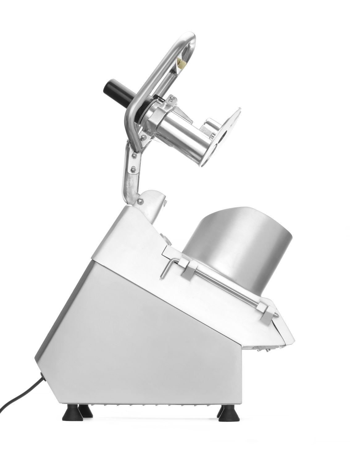 Elektrický kráječ s velkým vkládacím otvorem se sadou 5 kotoučů, HENDI, 230V/750W, 574x250x(H)472mm vysokozátěžový 231852