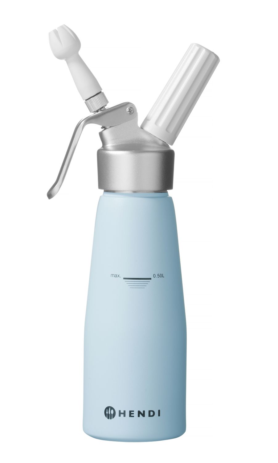 Láhev na šlehačku, HENDI, 0,5L, Pastelově modrá, ⌀80x(H)260mm, 0,5L, modrá, Kód: 975862