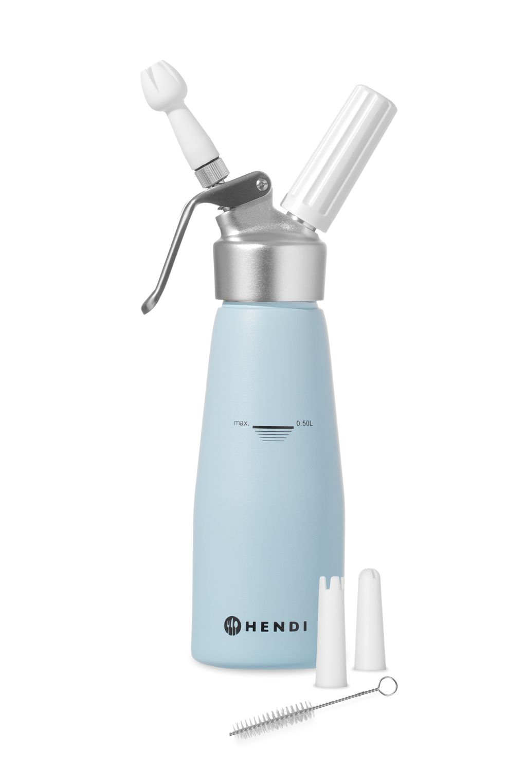 Láhev na šlehačku, HENDI, 0,5L, Pastelově modrá, ⌀80x(H)260mm, 0,5L, modrá, Kód: 975862