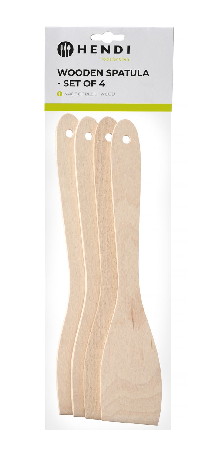 Dřevěná lopatka – sada 4 ks, HENDI, 4 ks, 300x55mm dřevěná 525142