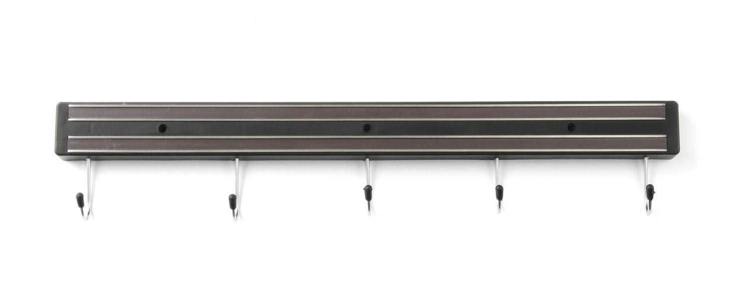 Magnetická lišta s háčky, HENDI, 5 háčků, (L)470mm s háčky, Kód: 820308