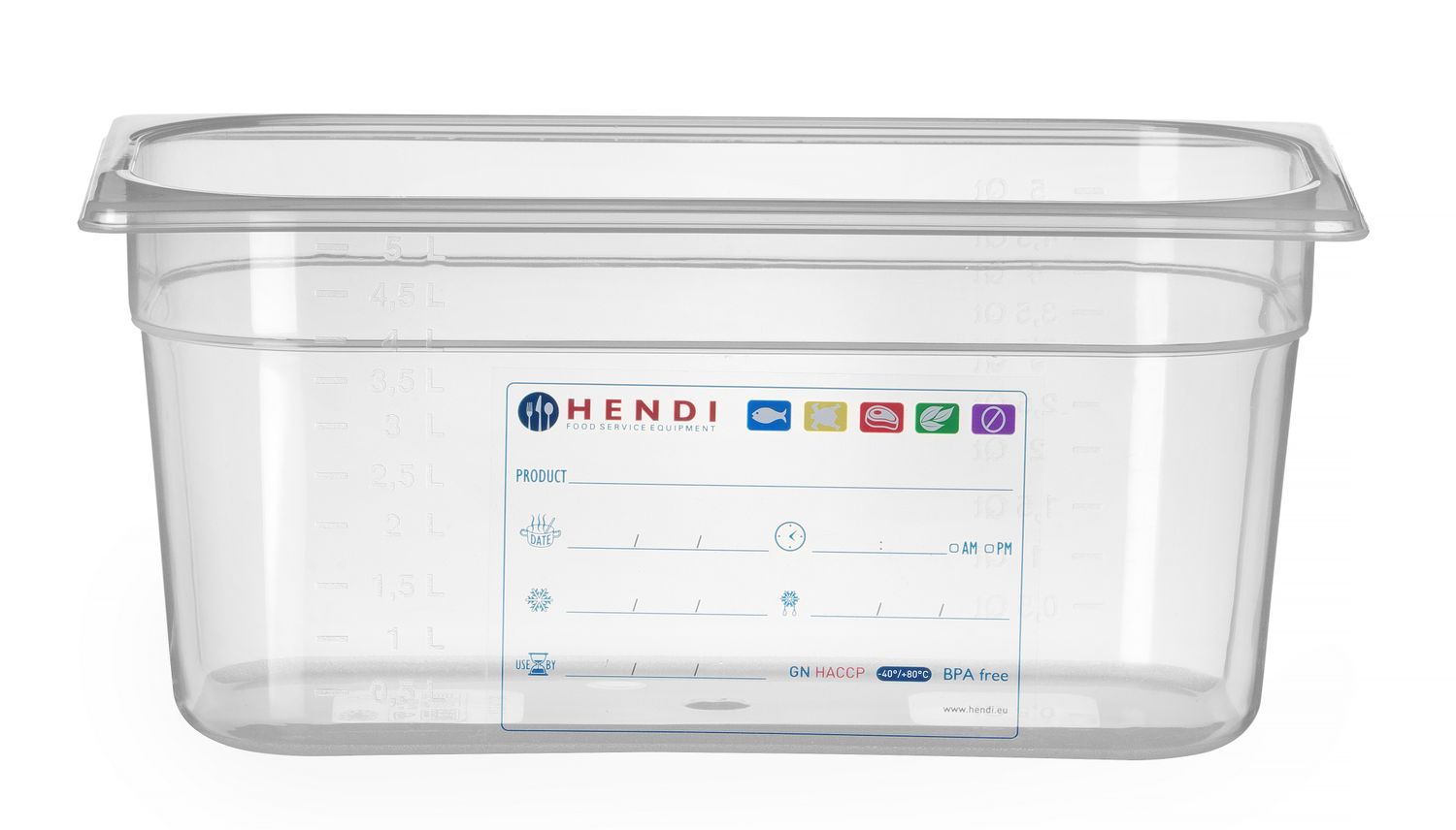 Nádoba GN 1/3, HENDI, GN 1/3, 5,7L, Průhledná, 325x176x(H)150mm Kód: 880265