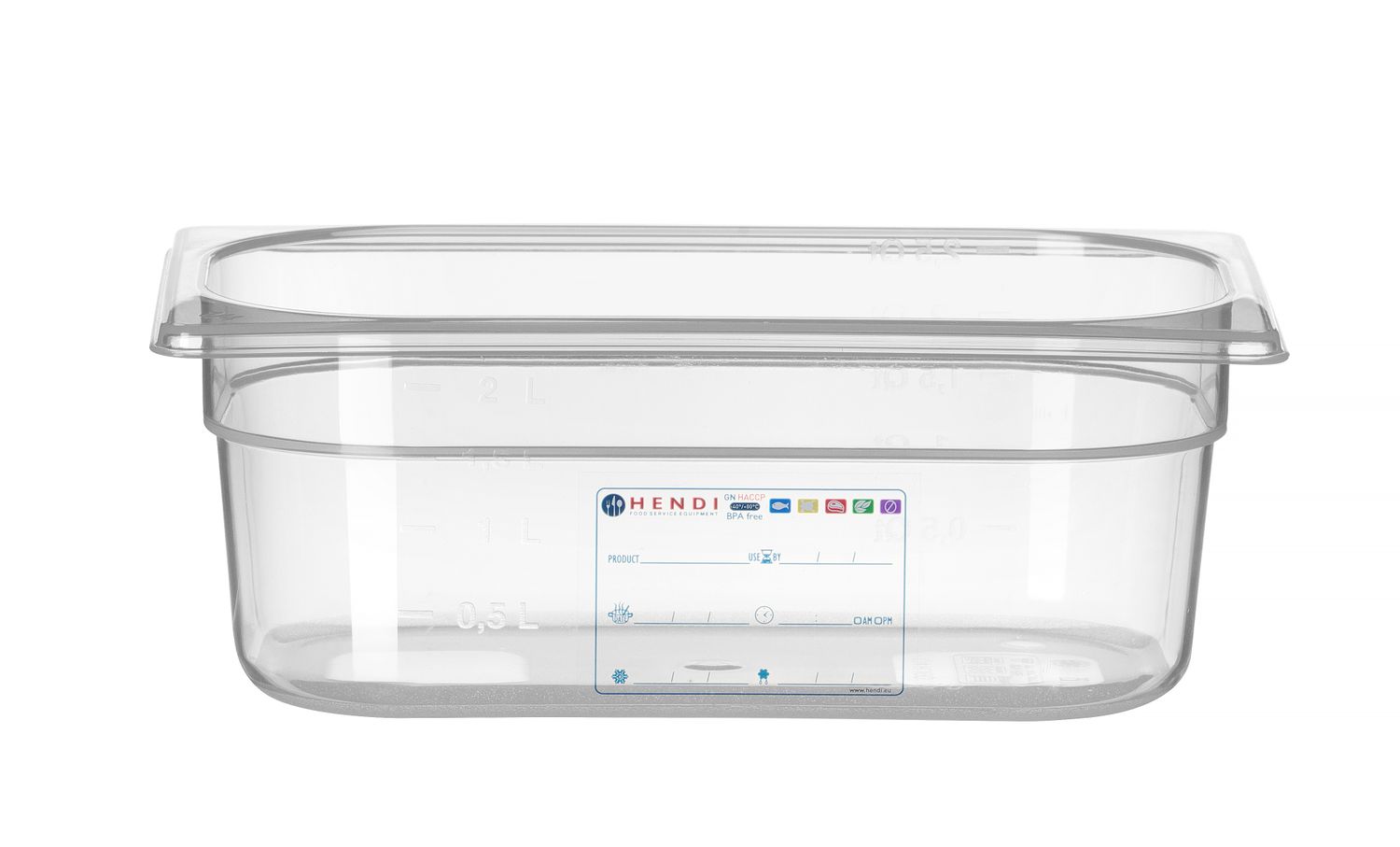 Nádoba GN 1/4, HENDI, GN 1/4, 2,8L, Průhledná, 265x162x(H)100mm Kód: 880371