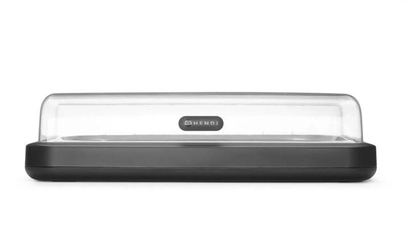 Chladicí vitrína UNIQ, HENDI, navrženo Robertem Bronwasserem, GN 1/1, Černá, 593x389x(H)147mm, Obdélníkový 871904