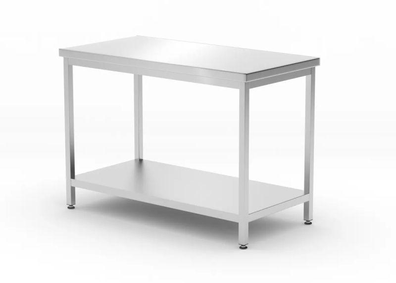 Centrální stůl s policí – šroubový, hloubka 600 mm, HENDI, Profi Line, 1400x600x(H)850mm