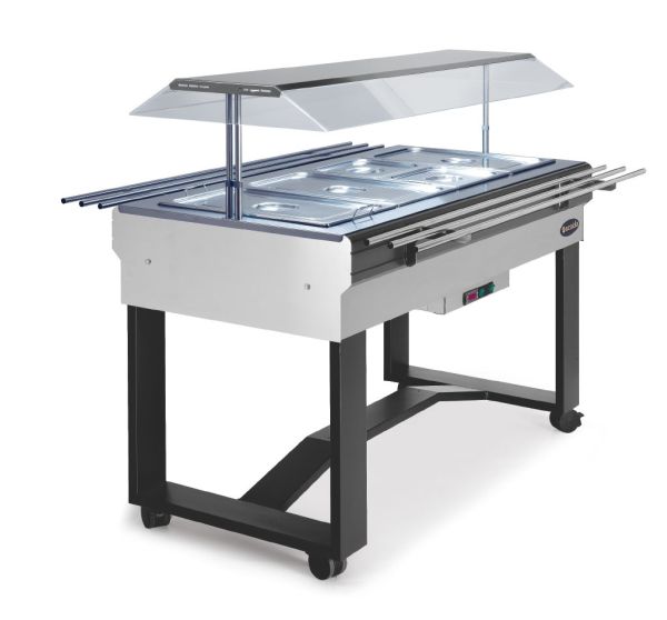 Vyhřívaný samoobslužný gastrobufet BREAKFAST CALDA INOX s policemi
