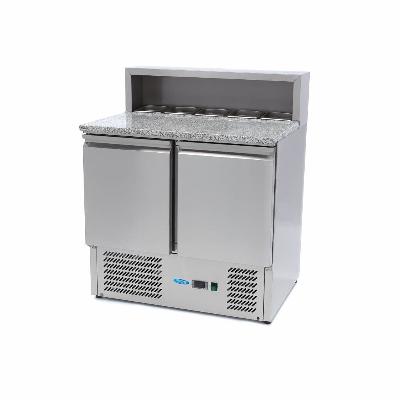 Chladnička na pizzu s 2 dveřmi - 90 cm - 285 l - včetně krytu z nerezové oceli
