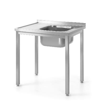 Dřezový stůl – skrutkový, hloubka 600 mm, HENDI, Profi Line, mycí vana na pravé straně, 1000x600x(H)850mm
