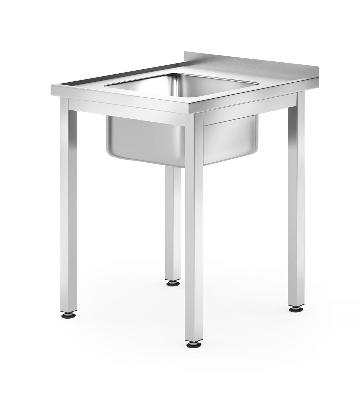 Dřezový stůl – šroubový, hloubka 600 mm, HENDI, Profi Line, Mycí vana uprostřed, 600x600x(H)850mm